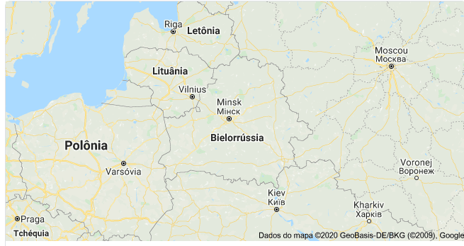 Situation géographique de la Biélorussie sur Google Maps