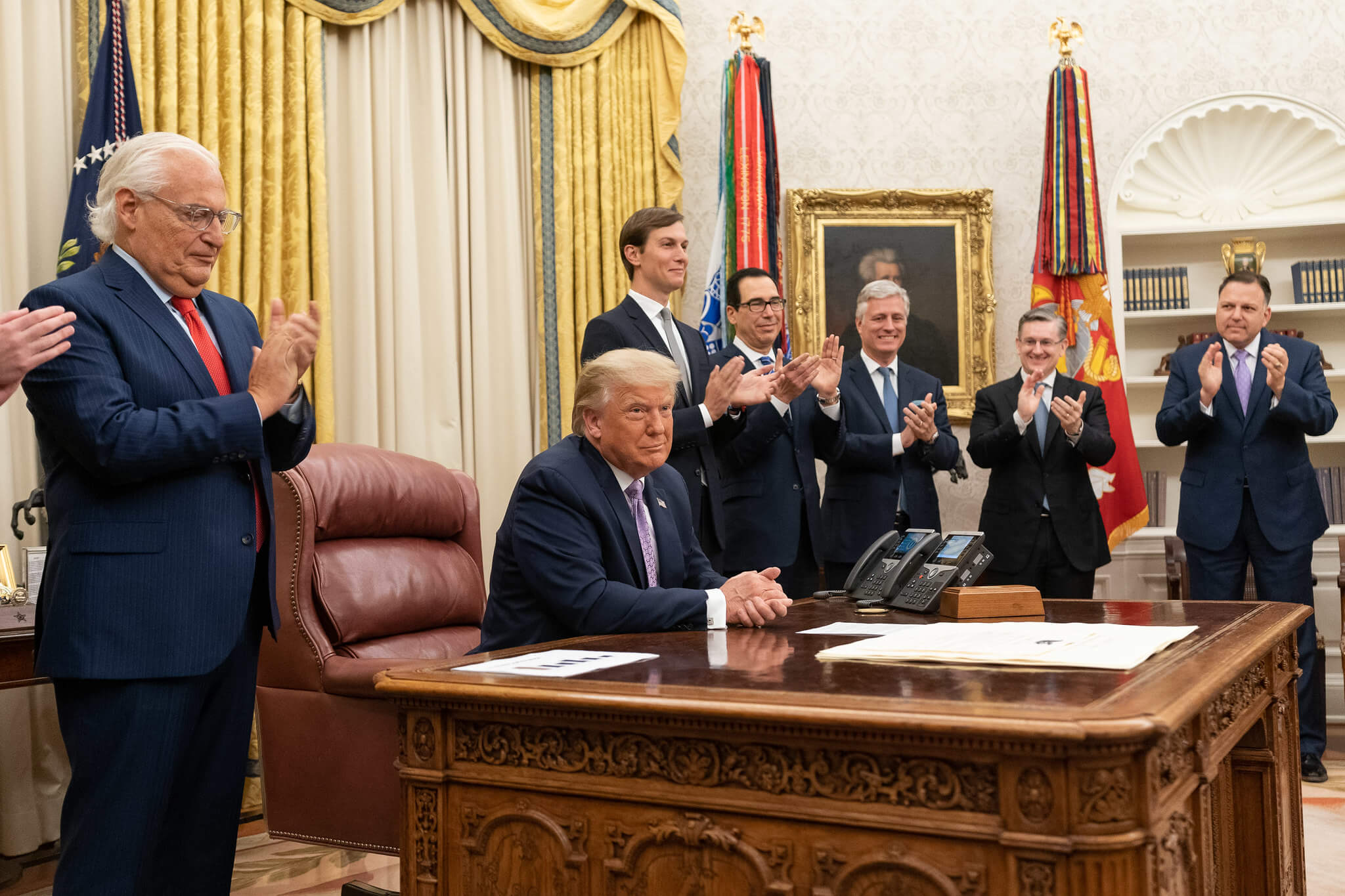 Donald Trump annonce un accord de normalisation complet sur les relations entre Israël et les Émirats arabes unis (Photo officielle de la Maison Blanche par Joyce N.Boghosian, via Photos publiques)
