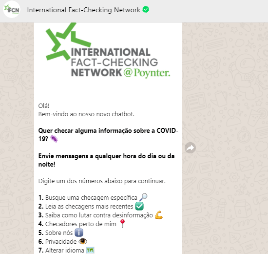 Impression de chatbot IFCN COVID-19