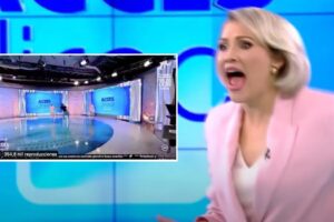 Une femme sans vêtements a attaqué le présentateur en direct avec une pierre