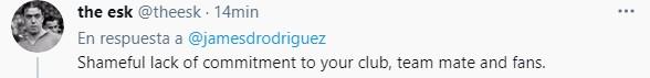 Photo: Twitter Réseaux de presse James Rodríguez.