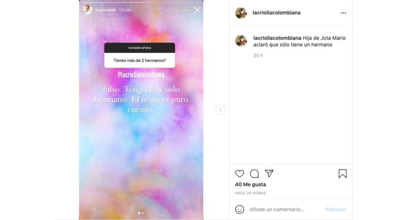 Capture d'écran.  Photo : Instagram @lacriollacolombiana.