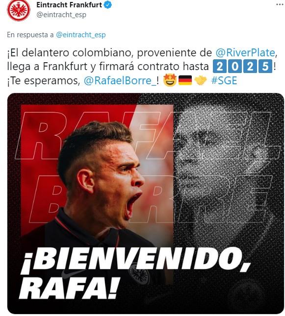 Photo : Twitter Presse Réseaux Eintracht à Francfort.