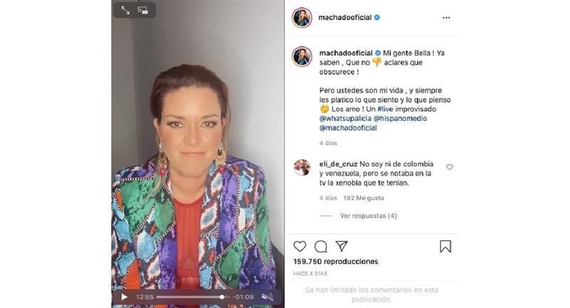 Capture d'écran.  Photo : Instagram @machadooficial.