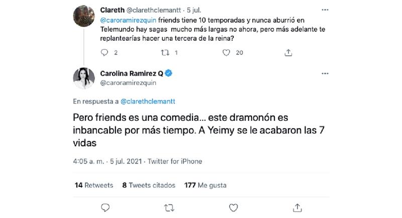 Capture d'écran.  Photo : Twitter @caroramirezquin.
