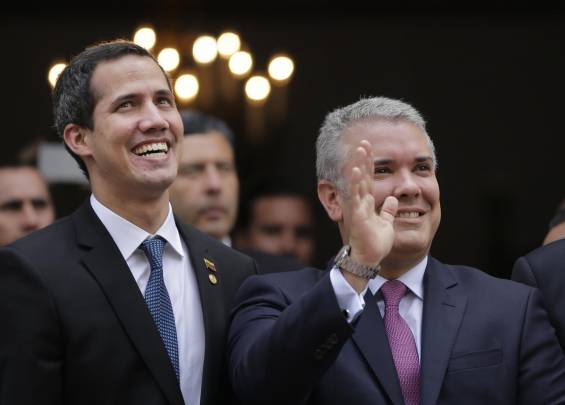 Juan Guaidó, président par intérim du Venezuela, et Iván Duque, président de la Colombie