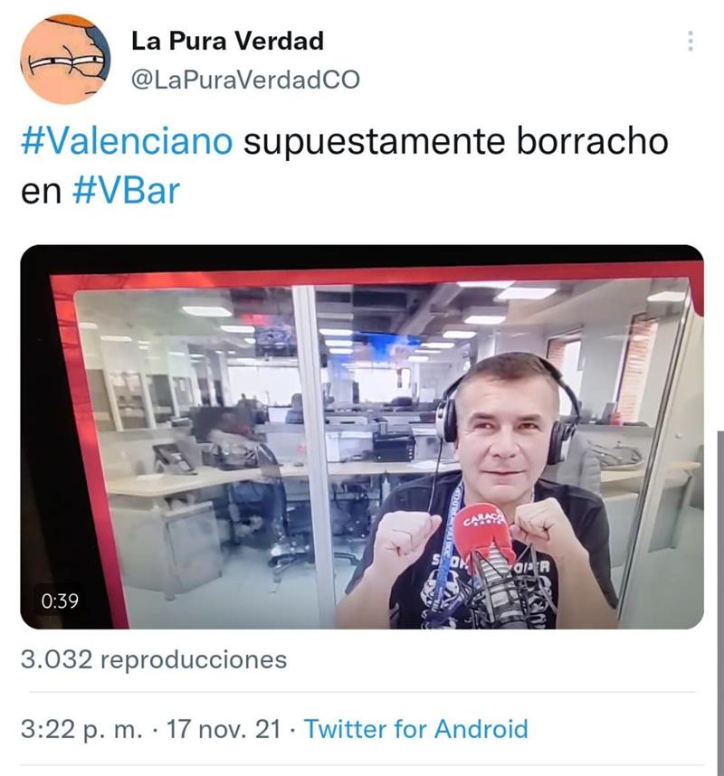 Capture d'écran.  Photo : Twitter @LaPuraVerdadCO
