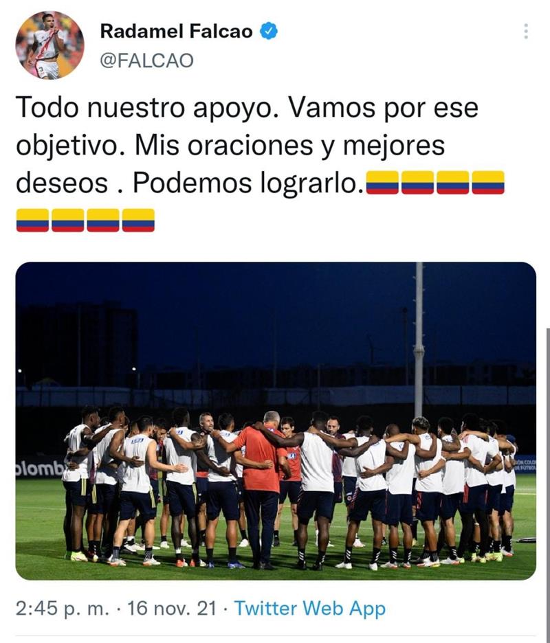 Capture d'écran. Photo : Twitter @Falcao Capture d'écran. Photo : Twitter @Falcao