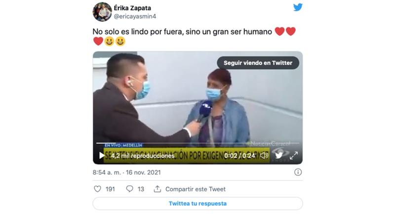 Le clip dans les réseaux a été publié par sa collègue Erika Zapata. Photo : Twitter @ erikayasmin4. Le clip dans les réseaux a été publié par sa collègue Erika Zapata. Photo : Twitter @ erikayasmin4.
