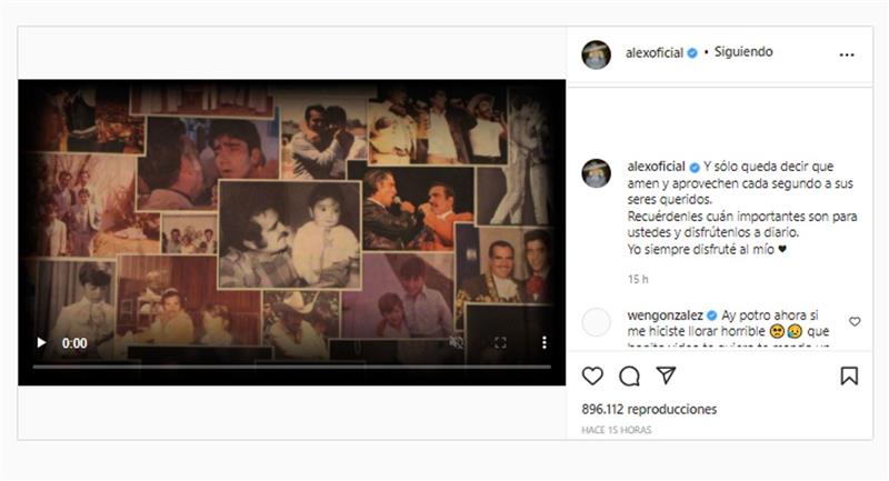Alejandro Fernández se souvient de Vicente avec des messages d'amour.  Photo : Instagram