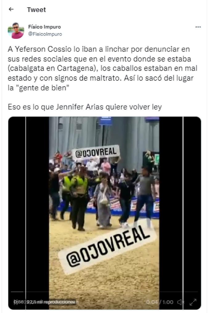Vidéo : Yeferson Cossio attaqué.  Photo : Twitter