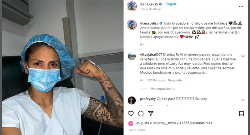 Celis admis à la clinique de Marly.  Photo : Instagram @diana.celis5