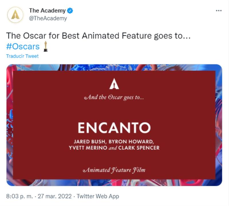 Photo : Twitter @TheAcademy