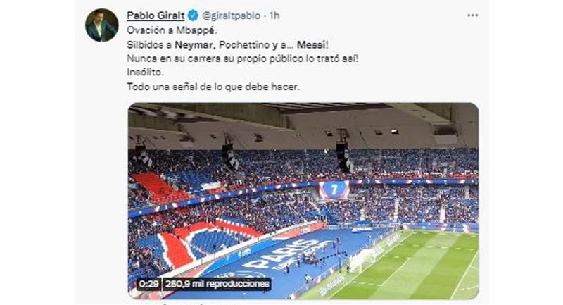 Climat d'hostilité dans le match du PSG.  Photo: TwitterPablo Giralt