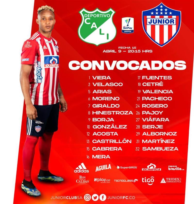 Junior de Barranquilla convoqué contre Deportivo Cali.  Photo : Twitter @JuniorClubSA