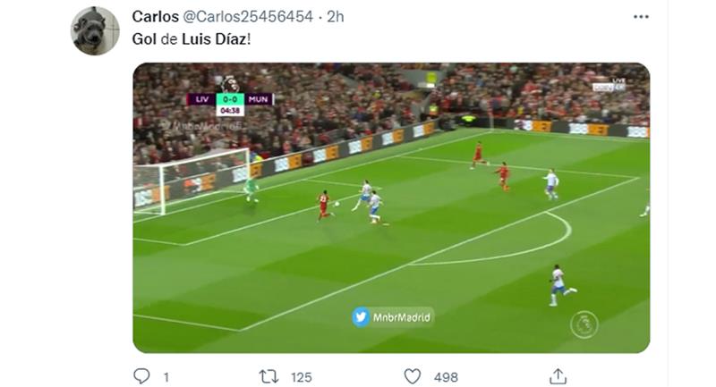 Regardez le but de Luis Diaz pour Liverpool contre Manchester United en Premier League.  Photo : Twitter @Carlos25456454