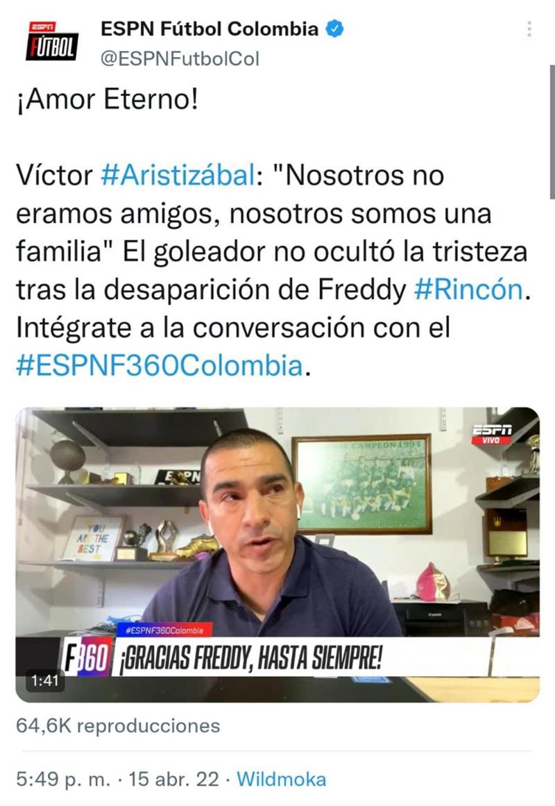 Capture d'écran.  Photo : Twitter @ESPNFutbolCol
