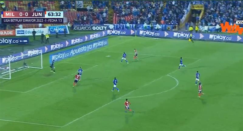 Le tableau "curramba" Il a essayé plusieurs fois mais n'a pas pu définir le but défendu par Montero.  Photo: Twitter Win Sports