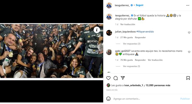 Posté par Teo Gutiérrez sur Instagram.  Photo: Instagram teogutierrez_