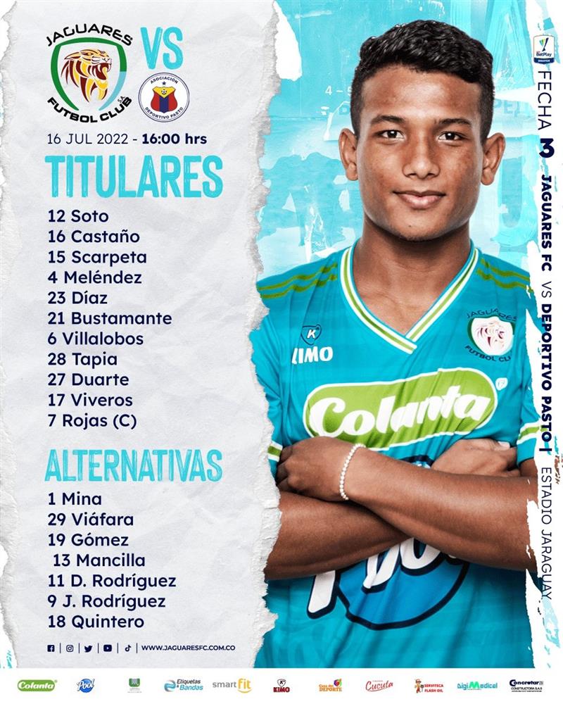 C'était la formation de départ des Jaguares de Córdoba.  Photo : Twitter @JaguaresdeCord