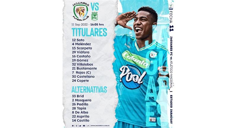 C'était la formation de départ des Jaguares de Córdoba.  Photo : Instagram @jaguaresfc