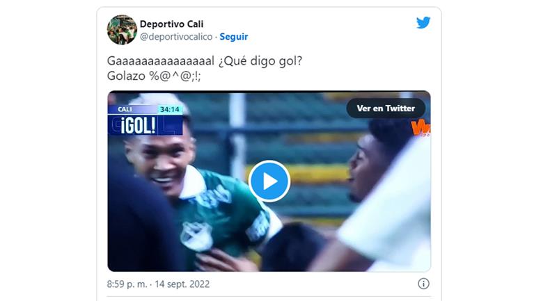 Vidéo de la célébration de Teófilo Gutiérrez avec Máyer Candelo dans le duel Cali vs Pasto.  Photo : Twitter @deportivocalico