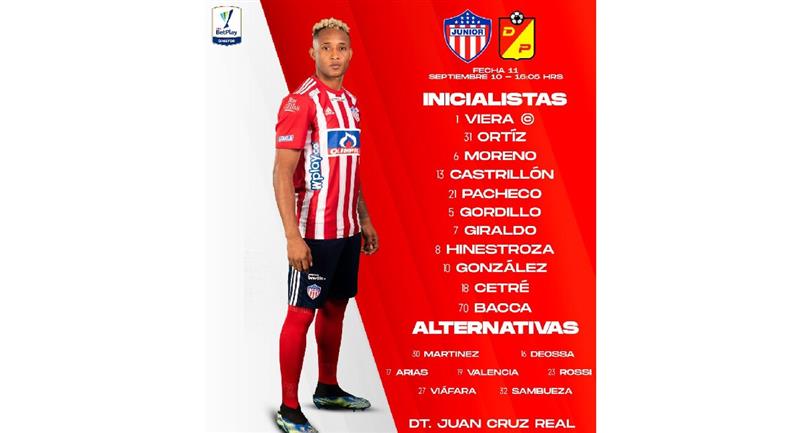 C'était la formation de départ de Junior de Barranquilla.  Photo : Twitter @JuniorClubSA
