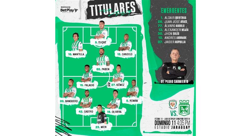 C'était le onze de départ de l'Atlético Nacional.  Photo : Unsplash @nacionaloficial
