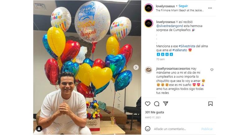 Anniversaire de Sylvestre Dangond.  Photo : Instagram @lovelyrosesus