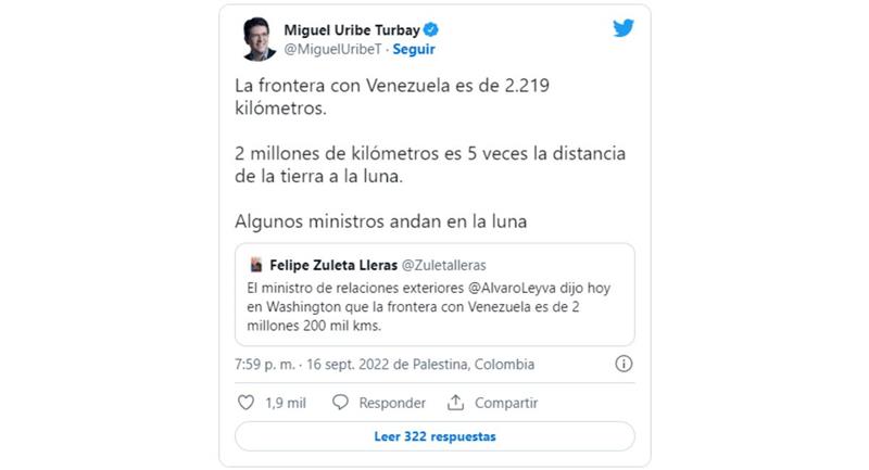 Tweet Miguel Uribe Turbay.  Photo : Twitter