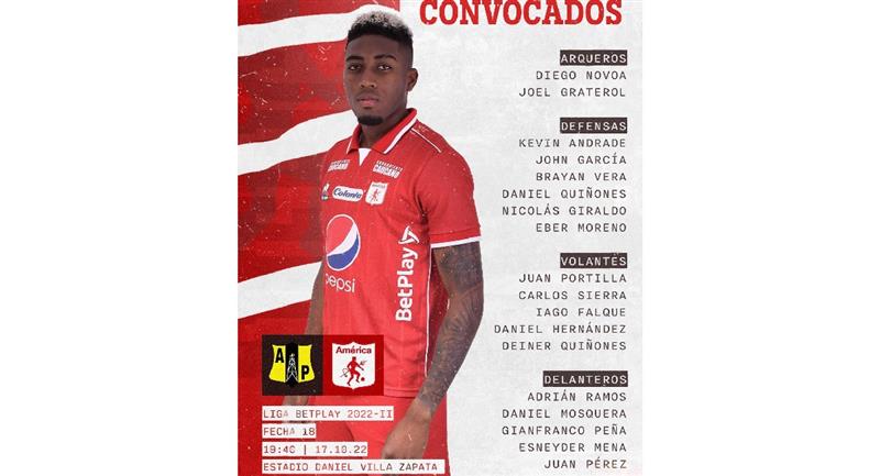 Ce sont ceux convoqués par América de Cali.  Photo : Twitter @AmericadeCali