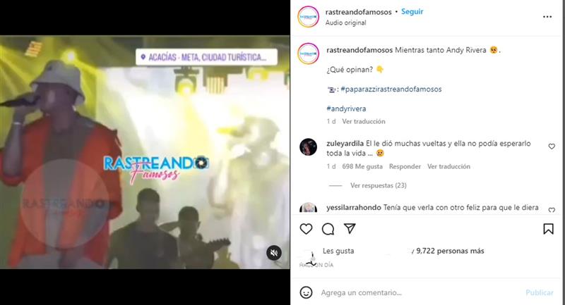 Déclarations d'Andy Rivera en concert à Acacias, Meta.  Photo : Instagram @trastreandofamosos