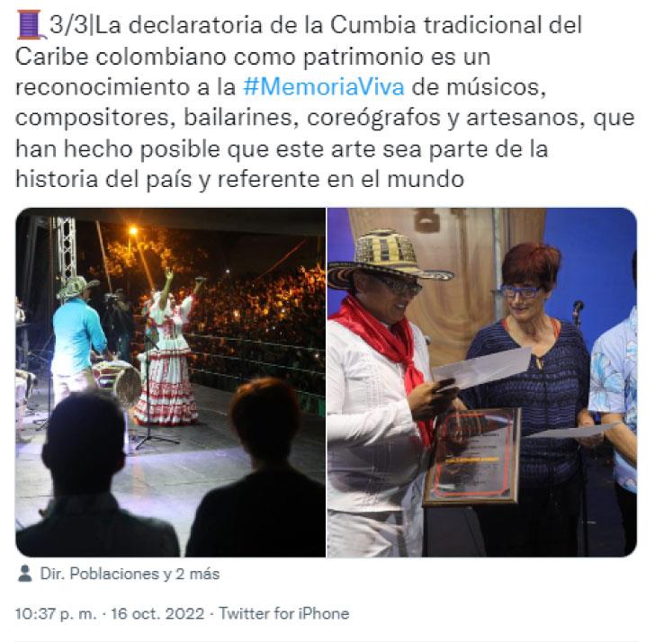 Photo : Twitter @mincultura