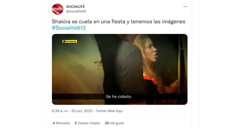 Vidéo de Shakira entrant dans l'événement d'Halloween.  Photo : Twitter @socialitet5