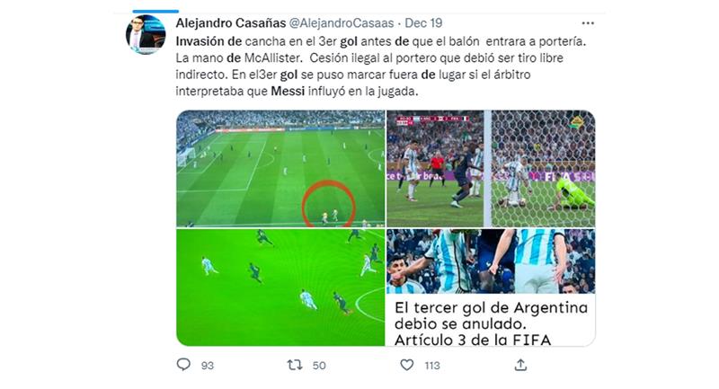 Images du troisième but de Lionel Messi lors de la finale de la Coupe du monde Qatar 2022 contre la France.  Photo : Twitter @AlejandroCasaa