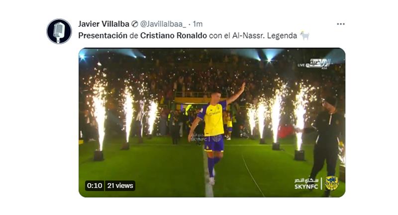 C'était la présentation de Cristiano Ronaldo dans son club d'Al Nassr.  Photo : Twitter @Javillalbaa_