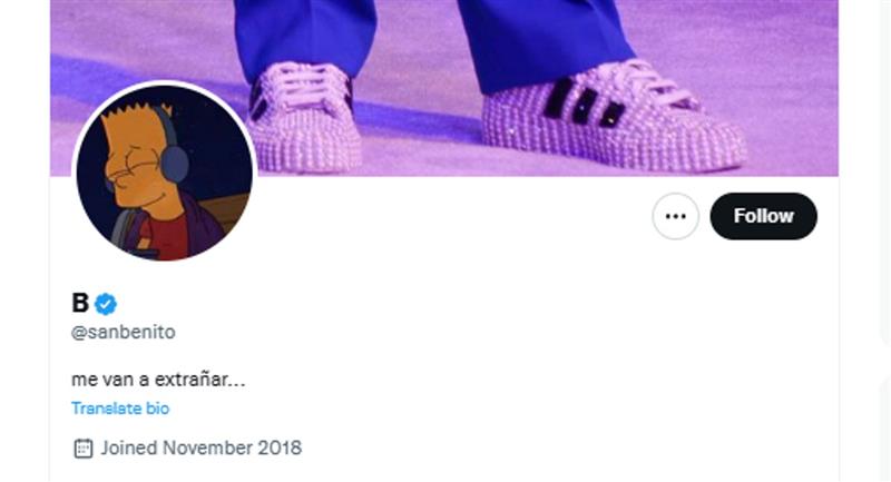Nouvelle description de Bad Bunny sur Twitter.  Photo : Twitter @sanbenito
