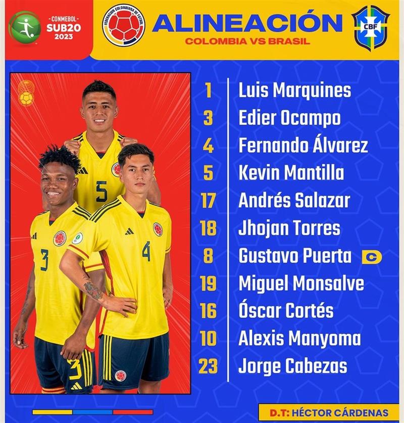 C'est ainsi que la Colombie s'est formée contre le Brésil.  Photo : Instagram @fcfseleccioncol