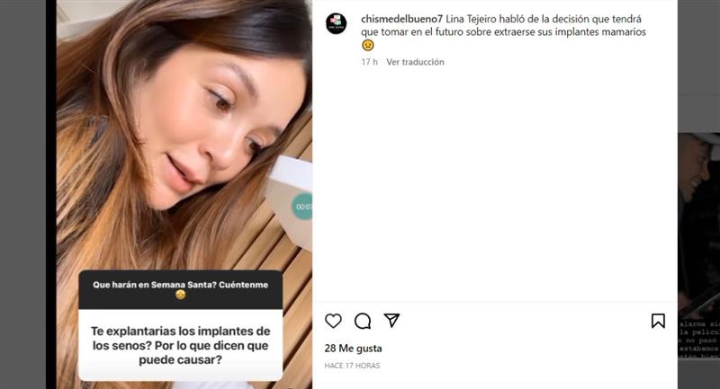 Lina Tejeiro parle du syndrome asiatique.  Photo : Instagram @gossipdelbueno7