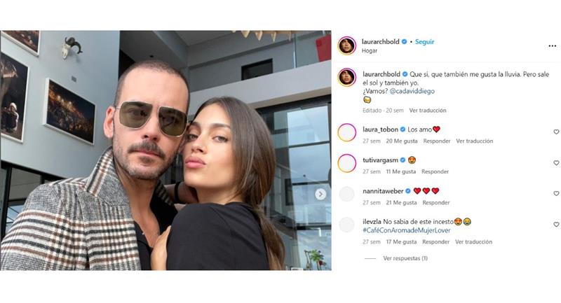 Laura Archbold et son partenaire Diego Cadavid.  Photo : Instagram @laurarchbold