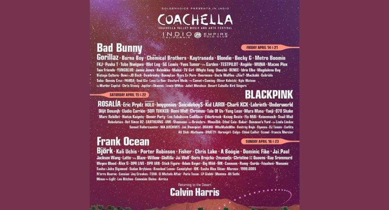 Affiche du Festival de Coachella.  Photo : Instagram @coachella