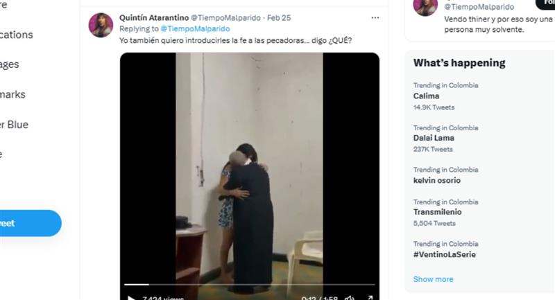 Vidéo du prêtre embrassant une jeune fille.  Photo : Twitter @TiempoMalparido
