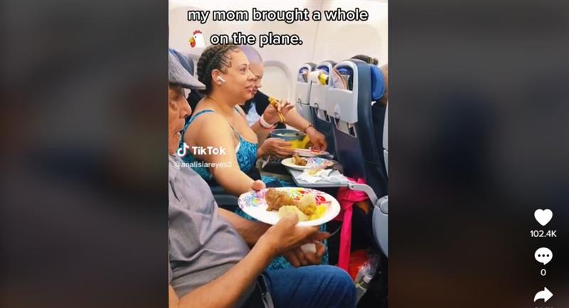 TikTok du moment exact où ils mangent dans l'avion.  Photo : TikTok @analisiareyes3