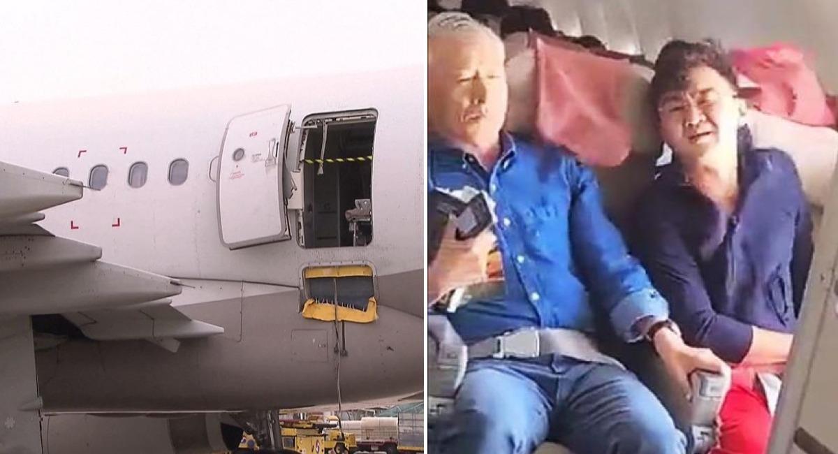 Un passager ouvre la porte d'un avion Asiana en plein vol