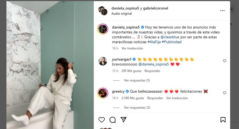 Daniela Ospina sur son compte Instagram.  Photo : Instagram @daniela_ospina5