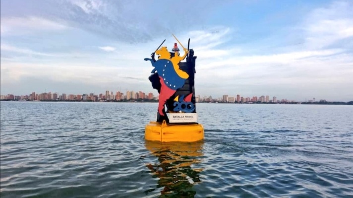 La bouée du bicentenaire marque le site exact de la bataille navale du lac Maracaibo