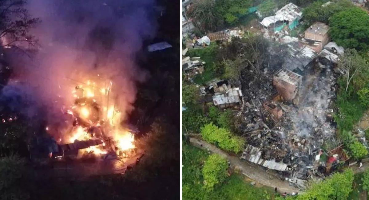 un incendie vorace à Itagüí a consumé au moins 15 maisons et fait plusieurs blessés