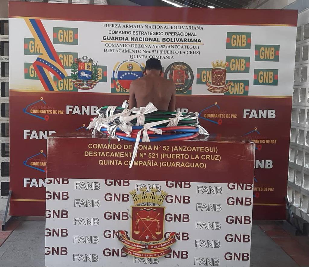 Mineur capturé à la raffinerie d'Anzoátegui avec du matériel stratégique