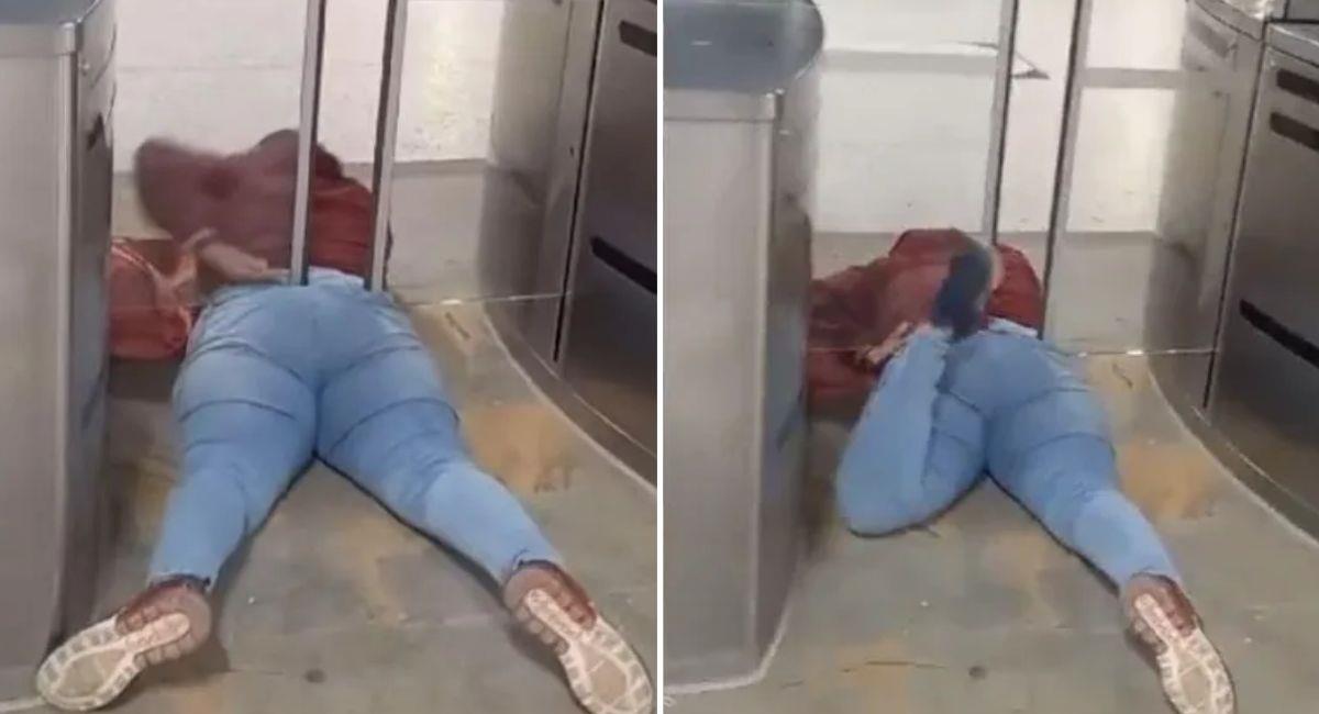 une femme qui tentait de se faufiler par les nouvelles portes de Transmilenio a été piégée