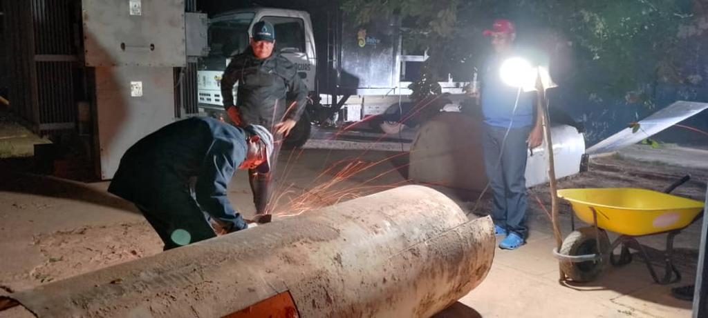 Hidrobolívar a réparé les canalisations de la tour de prise d'eau de Chiripón Upata